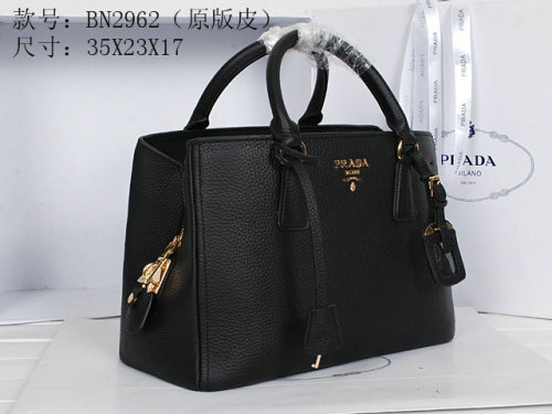 2014 Prada grainy calfskin tote bag BN2962 black for sale - Click Image to Close